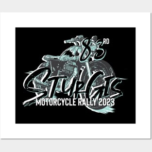 83rd Sturgis Motorcycle rally teal and grey 2023 Posters and Art